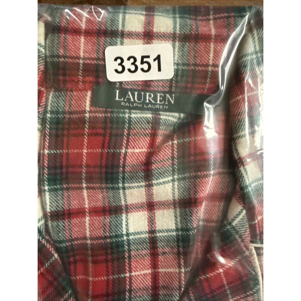 Lauren Ralph Lauren Plaid Flannel Sleep Shirt Nightgown NWT Red Green Cotton L - Picture 7 of 7
